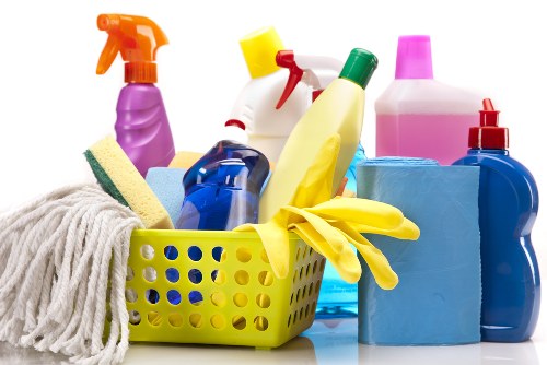 Professional cleaner maintaining a shared office area in Lambeth